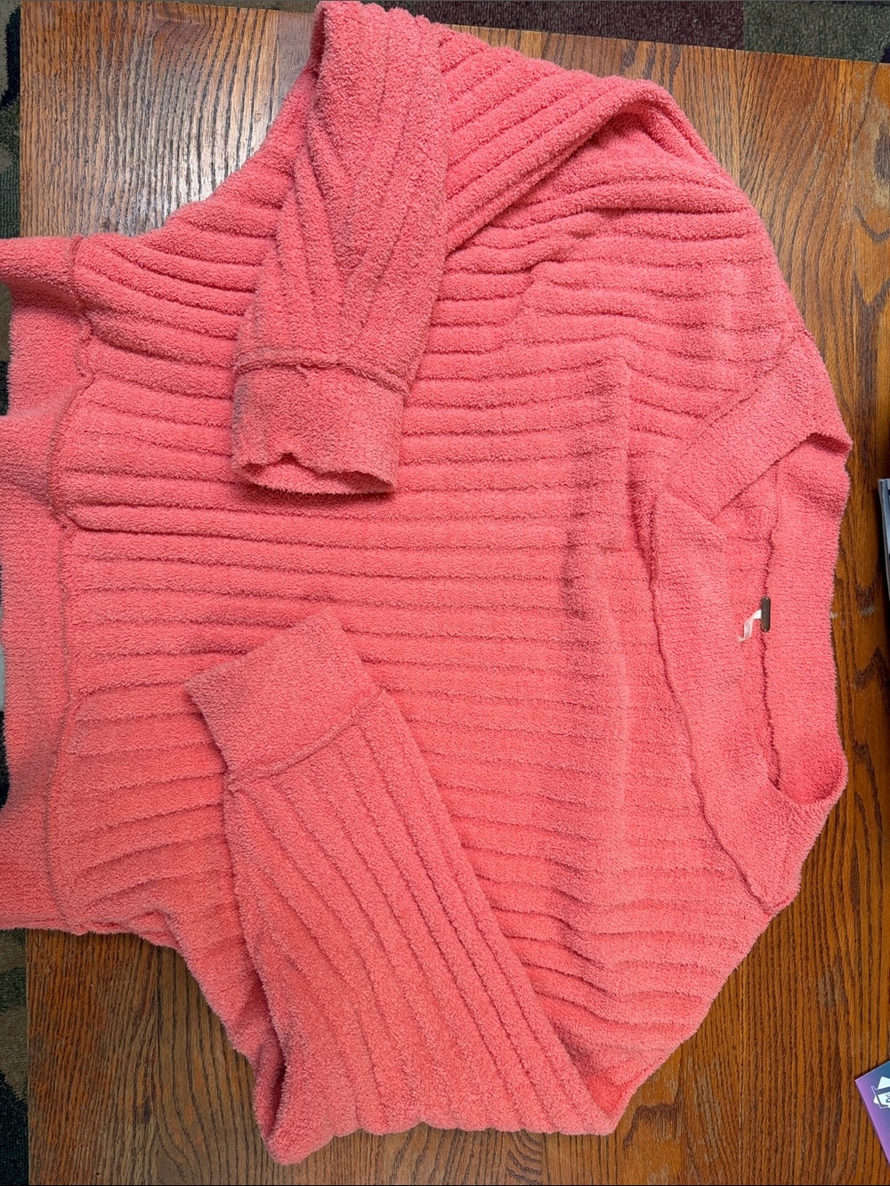 Free People Coral Ribbed Crewneck Sweater